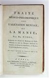 PINEL, PHILIPPE. Traité Médico-Philosophique sur lAliénation Mentale; ou, La Manie.  1801